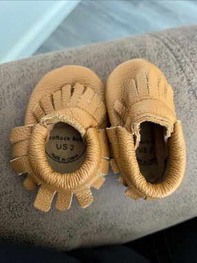 Soft Tan Baby Moccasins - US 2